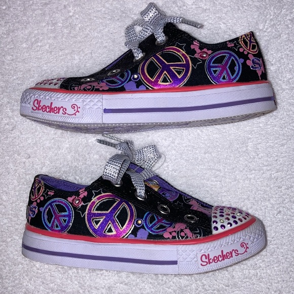 Skechers twinkle toes peace sign sneakers size 12 - Picture 2 of 8